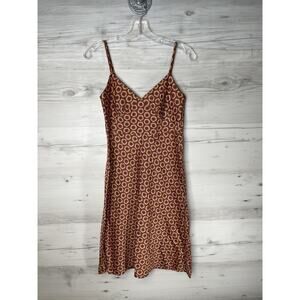 Vintage Gap Dress Womens 8 Brown Floral Slip V Neck Knee Length Strappy 2000s